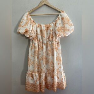 Blu Pepper Orange and White Floral Top Sz Medium